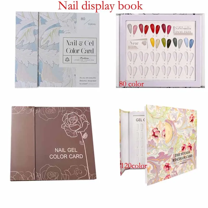 

120 / 80 Colors Nail Tips Display Book DIY Quadrada Stiletto Gel Polish Nail Art Showing Shelf Salon Tools With False Tips