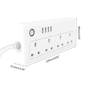 

WiFi Smart Power Strip Socket Wireless Surge Protector 4 AC Outlets 4 USB Ports M0XC