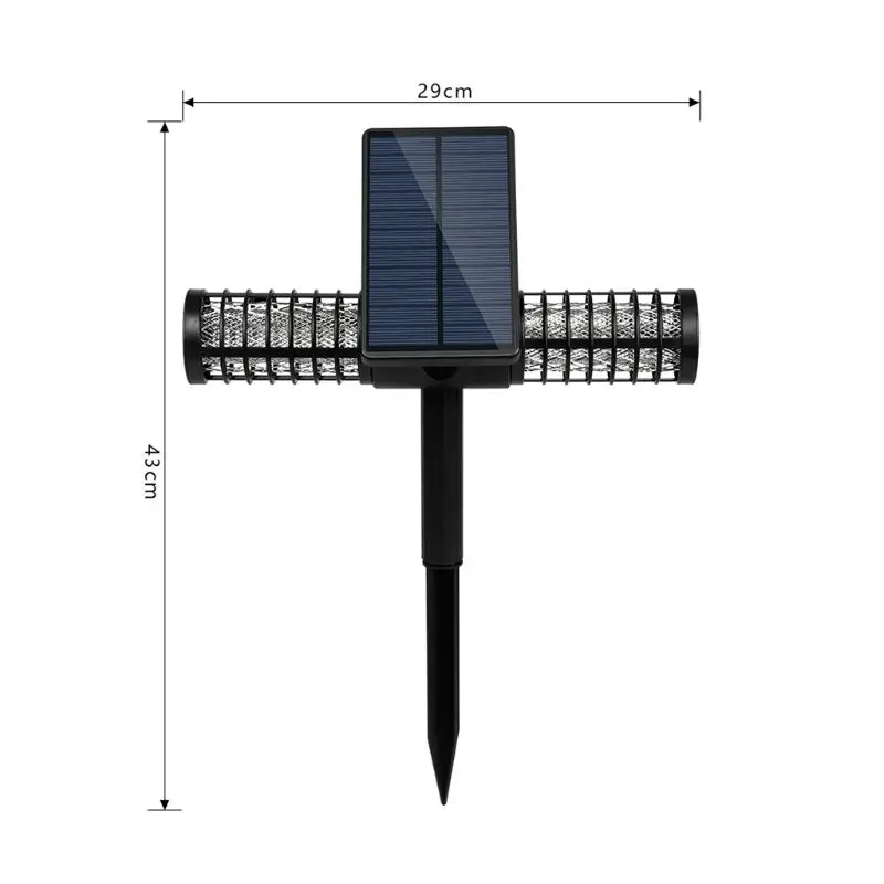 Двухместная противомоскитная лампа на солнечных батареях наружная ловушка для мух насекомых жук Zappers УФ светодиодный светильник DXAF