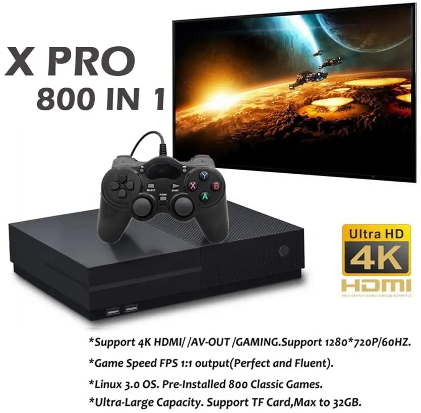 XPROANBERNIC игровая консоль 64Bit 4K TV HDMI выход 800 семейных игр 43 PS1 игра 2 геймпад X Pro Box