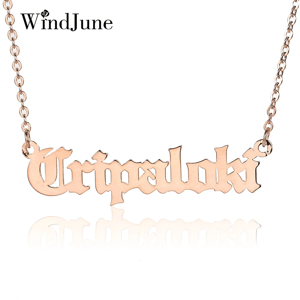 Женское индивидуальное ожерелье WindJune индивидуальная именная табличка и кулон