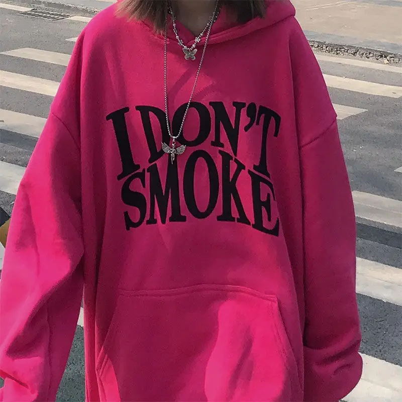 

Fernan Y2k Pink Long Sleeve Hoodie Women Hip Hop Letter Print Sweatshirt Korean Style Fall 2021 Fashion Kpop Pullover Cool Girl