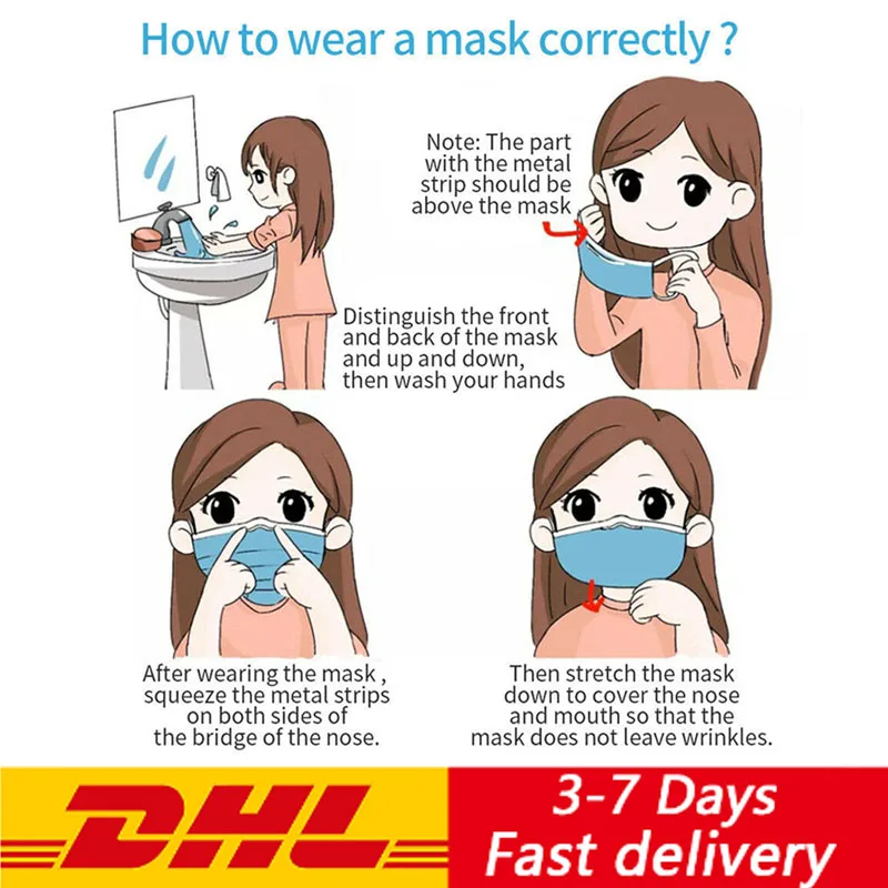

Disposable Face mouth Mask 3Layer Dust Infection Anti-Fog Protection Mask antivirus Respiratory Bacteria Proof Flu maschera DHL