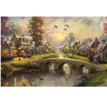 

DIY Diamond Painting 5D Country Town Full of Diamond Sticking Cross Embroidered