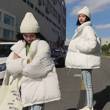 

Women Fashion Bubble Coat Solid Standard Collar Oversized Jacket Winter Autumn Female Puffer Jacket Parkas Mujer 2019 Plus Size