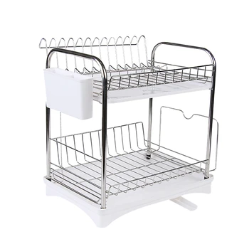 

2 Layer Stainless Steel Cutlery Stand Shelf Cutlery Dish Rack Kitchen Dish Storage Rack Drain Storage Rack Knife Holder