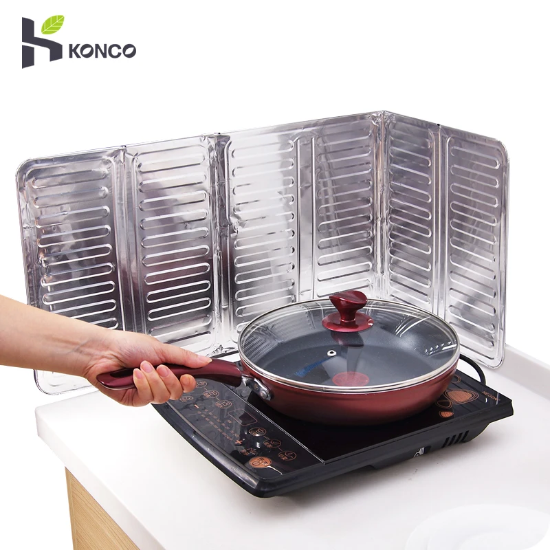 Kitchen Splatter Screen Kitchen Splash Guard Aluminum Foil Oil Baffle Foldable Splash Guard Gas Stove Shield