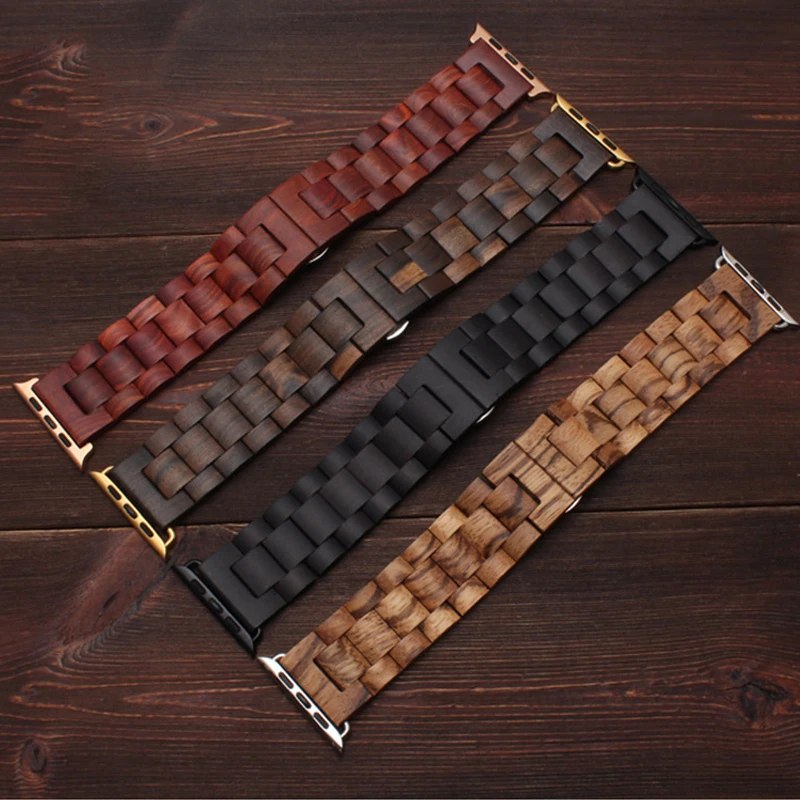 

Wooden strap For Apple watch band 44mm 40mm iWatch bands 42mm 38mm belt Metal watchband Butterfly bracelet for series 6 SE 5 4 3