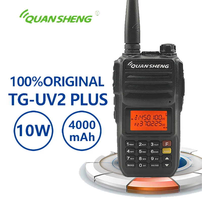 QuanSheng TG-UV2 Plus 10 Вт дальняя рация 10 км 4000 мАч радио Comunicador Ham рация 50 км Portofoon Woki