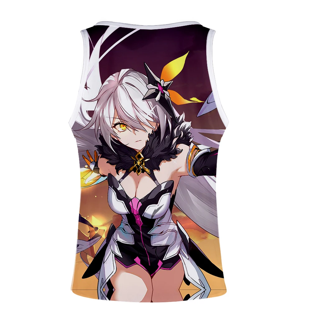 Honkai Impact 3 жилет Топ уличный стиль Мода Лето Без Рукавов бег принт Новинка Топ Роскошный Harajuku Hokage