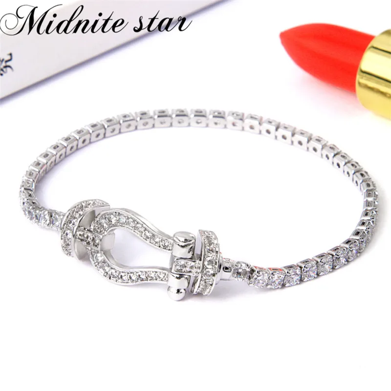 Midnite star, 5 цветов, стразы, U, простой кристалл, нержавеющая сталь, браслет, модный, для женщин, мужчин, браслет, ювелирное изделие, подарок - Окраска металла: Silver Women