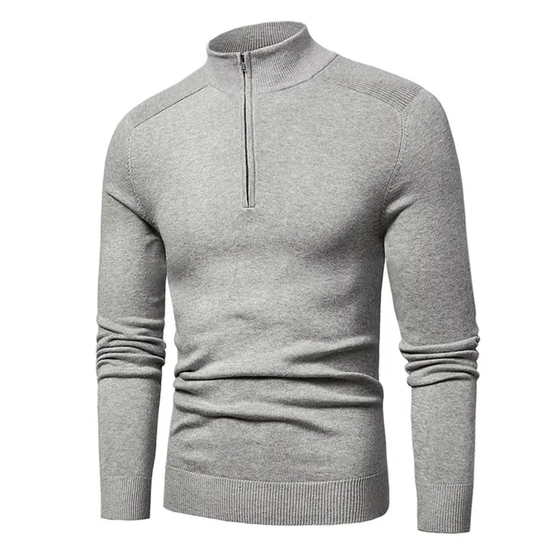 MuLS 2019 Cotton Sweater Men Pollovers Casual Knitted Sweaters Jacket Pullover Half Zipper Turtleneck Knitwear Polo-Collar Coat 04