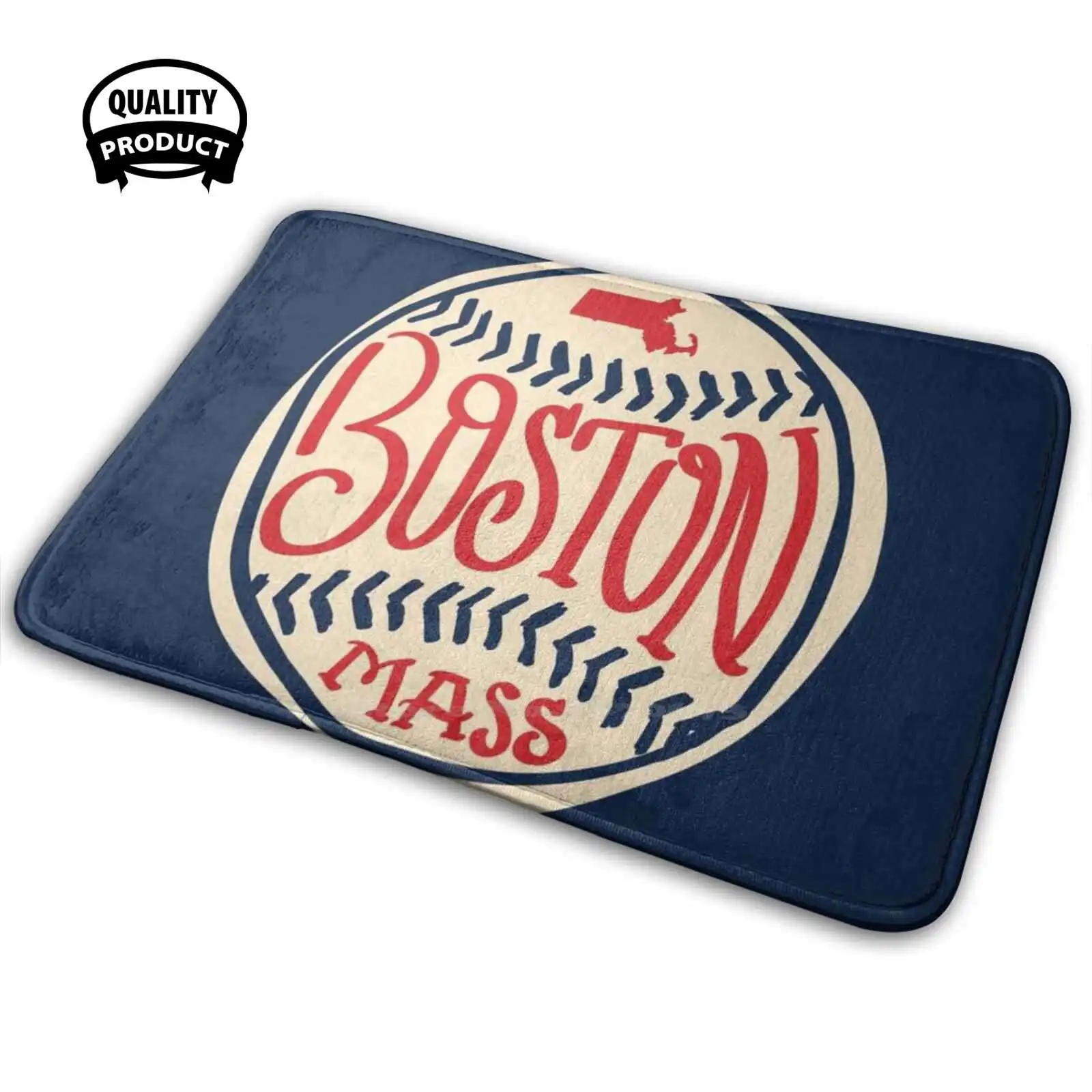 Hand Drawn Baseball For Boston With Custom Lettering 3D Household Goods Mat Rug Carpet Cushion Red Sox | Дом и сад