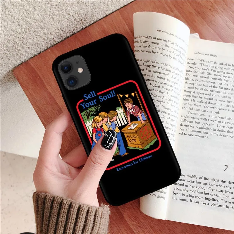 Funny Halloween Satan Vintage Let's Summon Demons Graphic Black silicone Phone Case For iPhone XR X XS 11 Pro Max 8 7 6 6S Plus - Цвет: T7937