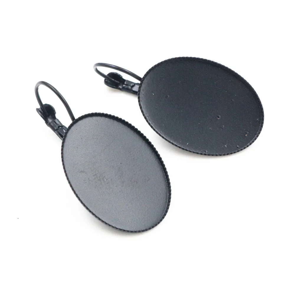 18x25 мм 10 шт черные покрытые французские Рычажные задние серьги пустые/Базовые, подходят 18x25 мм овальные стеклянные кабошоны; серьги-безели(L5-30