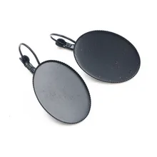 18x25 мм 10 шт черные покрытые французские Рычажные задние серьги пустые/Базовые, подходят 18x25 мм овальные стеклянные кабошоны; серьги-безели(L5-30