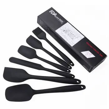 

Hot Selling Silica Gel Kitchen Ware 6 Pieces Cream Scraper Six Pieces Baking Tool Scraper Oil Brush Set