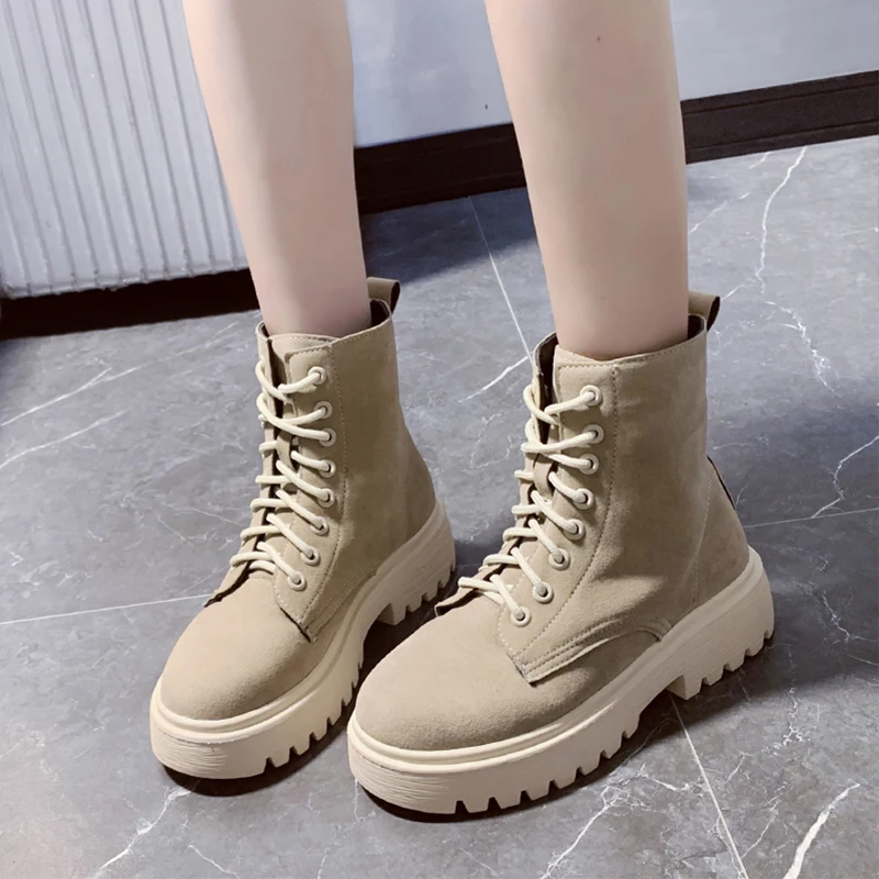 New Western Boots Cowboy Boots Women Lace Up Black Boots Fashion Ankle Boots Women Shoes Combat Punk Boots Rubber Platform