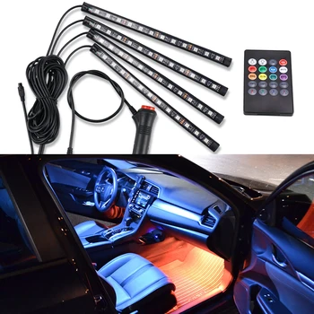 

8 RGB Color Atmosphere Light LED Strip Interior Foot Remote Bluetooth APP For VW EOS Fox Golf Jetta Passat Polo Scirocco Sharan