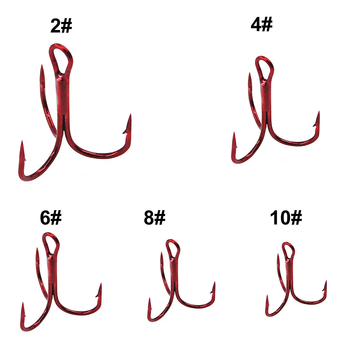 Легко поймать 50 шт./кор. ВЧ набор рыболовных крючков-высокоуглеродистая Сталь круглый изгиб тройной крючок Размеры 2#4#6#8#10
