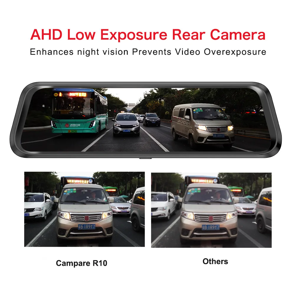 10 '' lenovo потоковый медиа Автомобильный видеорегистратор зеркало заднего вида с 16 ГБ TF картой Dash Cam HD ips сенсорный экран камера ночного видения