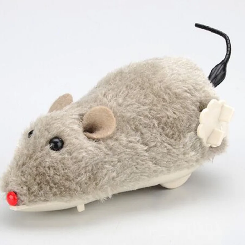 Горячая Ручная забавная игрушечная плюшевая мышь кошка собака заводная пружинная игрушка механическое движение крыса аксессуары для домашних животных случайный цвет - Цвет: Белый