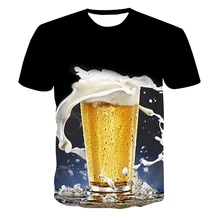 

Men's Fashion New 3D Creative Printing Drink Pattern Summer Round Neck Short Sleeve Harajuku Street Sports Oversized T-shirt Top