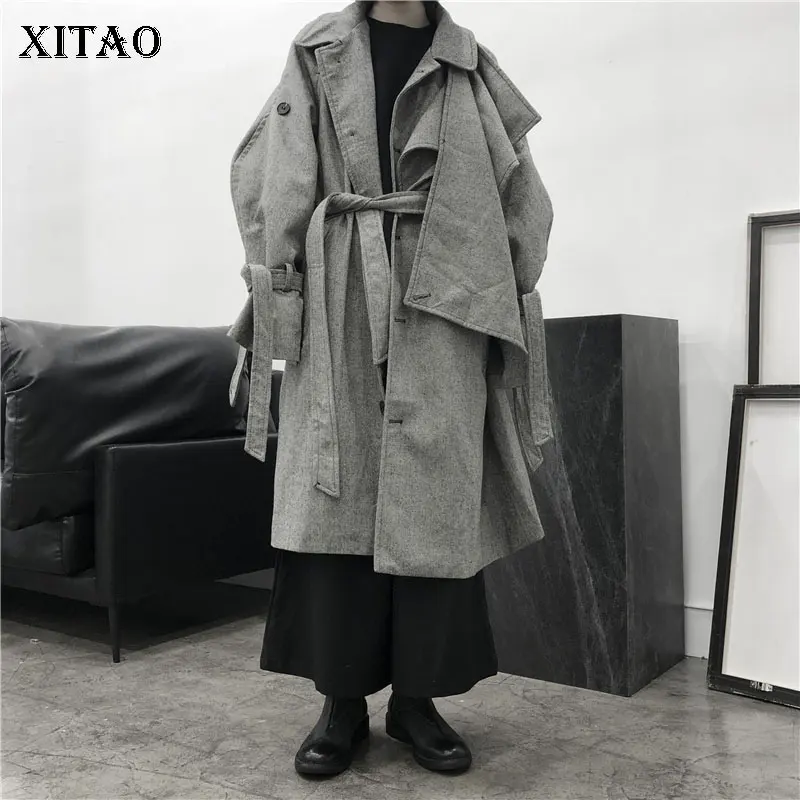 XITAO Необычные бандажные смеси модные новые элегантные маленькие свежие груди полный рукав Сплит лоскутное повседневное пальто DMY2058