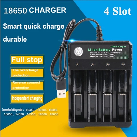 Battery Charger for Rechargeable Batteries 10440 18350 18650 16340 16650 3.7V Rechargeable Lithium Battery Charger