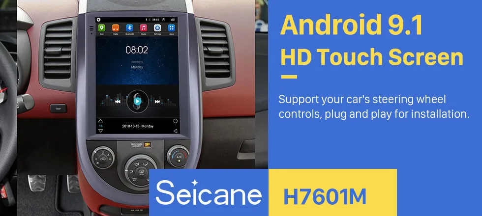Seicane автомобильный мультимедийный плеер для Kia Soul 9," 2Din Android 9,1 Bluetooth Wifi HD сенсорный экран автомобильный Радио gps навигация