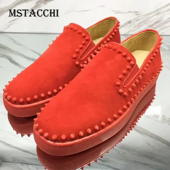 

MStacchi 2020 Men Leisure Shoes Leather Rivets Flat Comfortable High Quality Male Loafers Outdoor Party Walking Cool Men Shoes