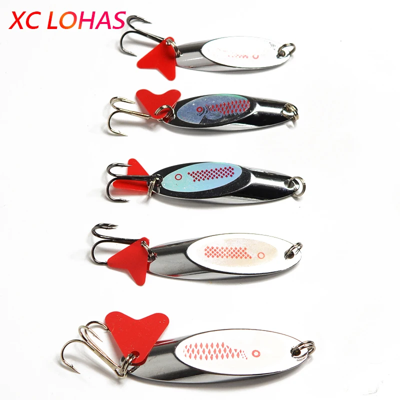 Upgraded Spoon Fishing Lure 10/14/18/21/28g Lures with Red Tail Treble Hook Metal for Hard Bait Fly | Спорт и развлечения