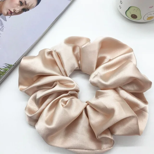 Oversized Hair Scrunchies For Women Solid Satin Silk Scrunchie Hair Rubber Bands Elastic Hair Ties Accessories Ponytail Holder C7