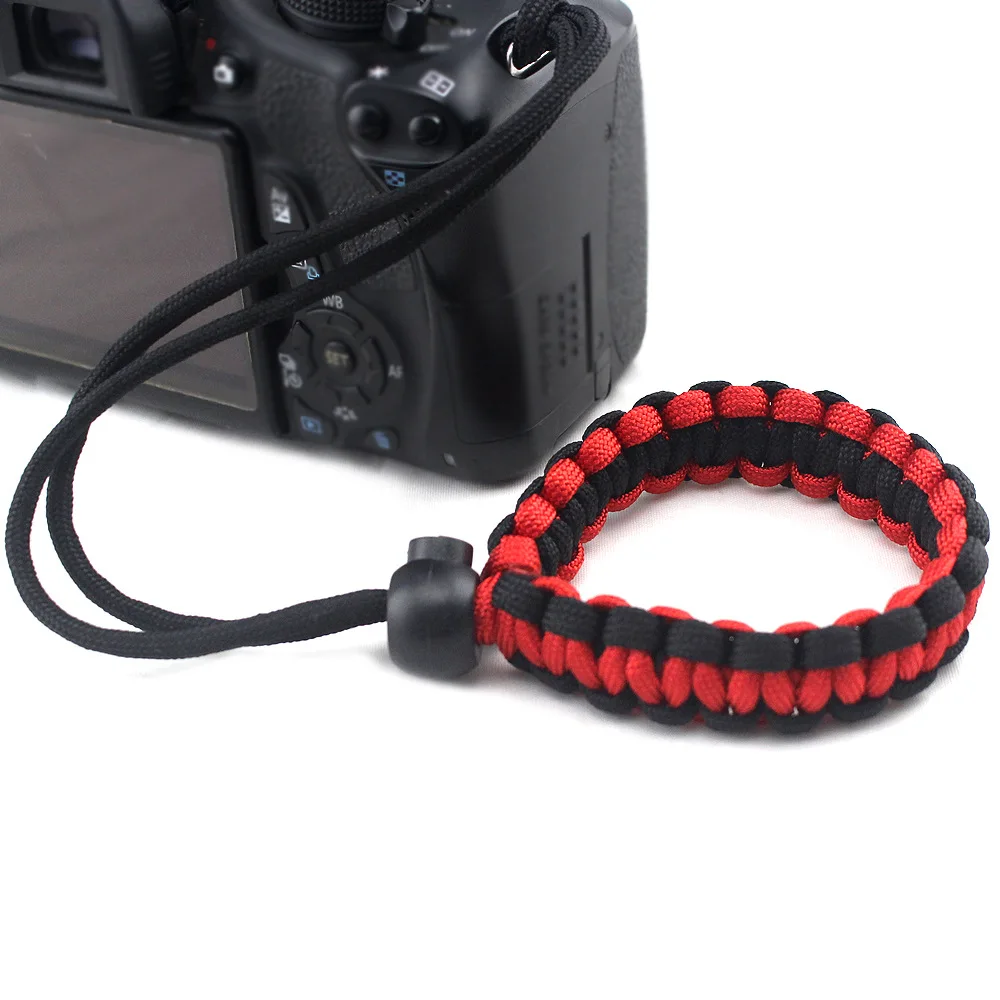 Популярный цифровой DSLR наручный ремешок для камеры ремешок браслет плетение анти-потеря сопротивление падению открытый спасательный канат - Цвет: Red Black
