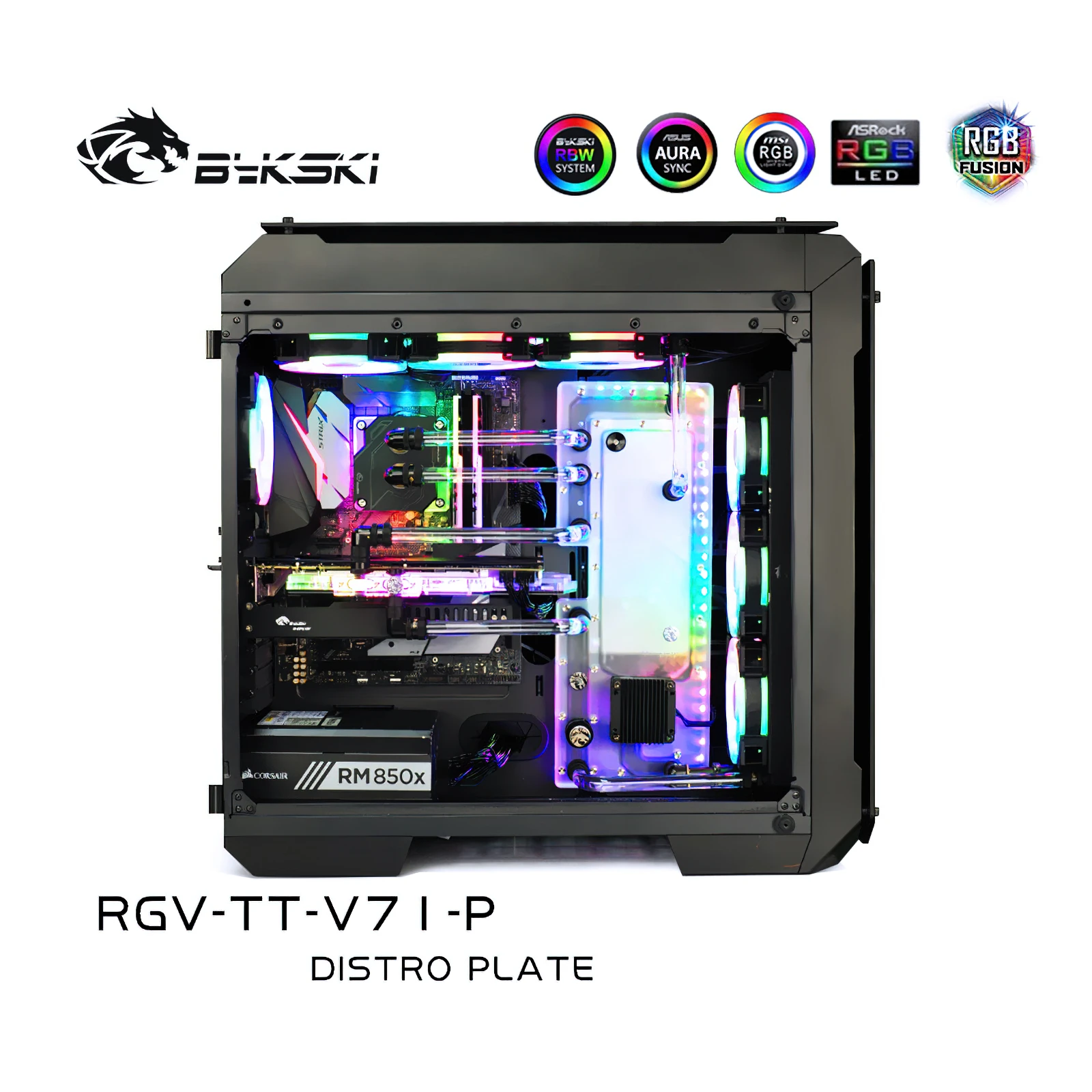 Bykski Distro Plate Kit Di Raffreddamento Ad Acqua Per Tt View 71 Chassis Cpu Gpu Rgb Rgv-Tt-V71-P