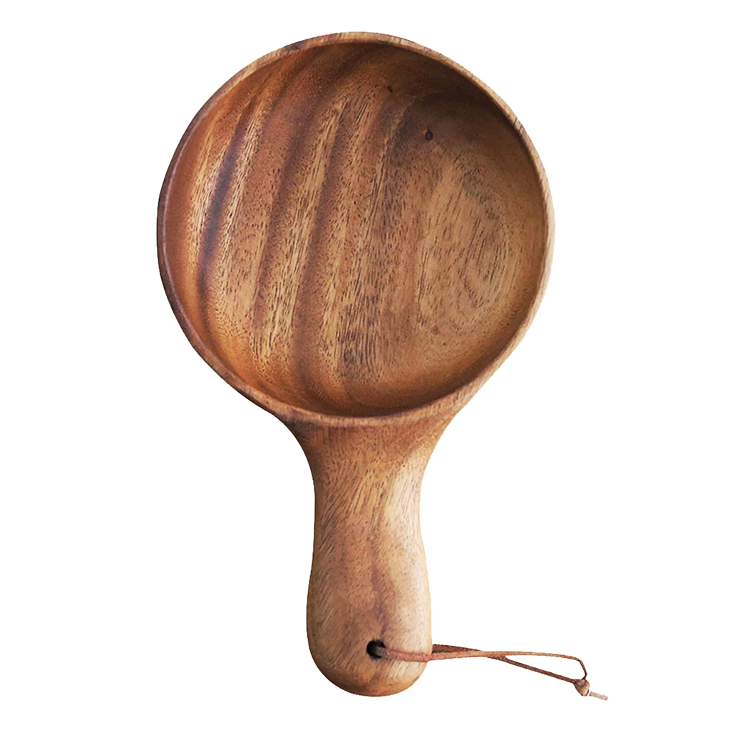 Wooden Bowl With Handle Japanese Style Rice Instant Noodles Food Container