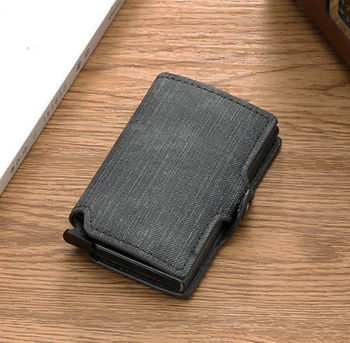 

Anti-Theft RFID Blocking Aluminum Wallet Denim Leather Coin Card Case Minimalist Card wallet