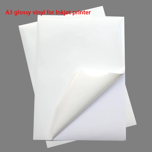 Papier autocollant A4 blanc brillant, étiquette autocollante en vinyle  imprimable, pour imprimante à jet d'encre, étanche, 10 feuilles - AliExpress