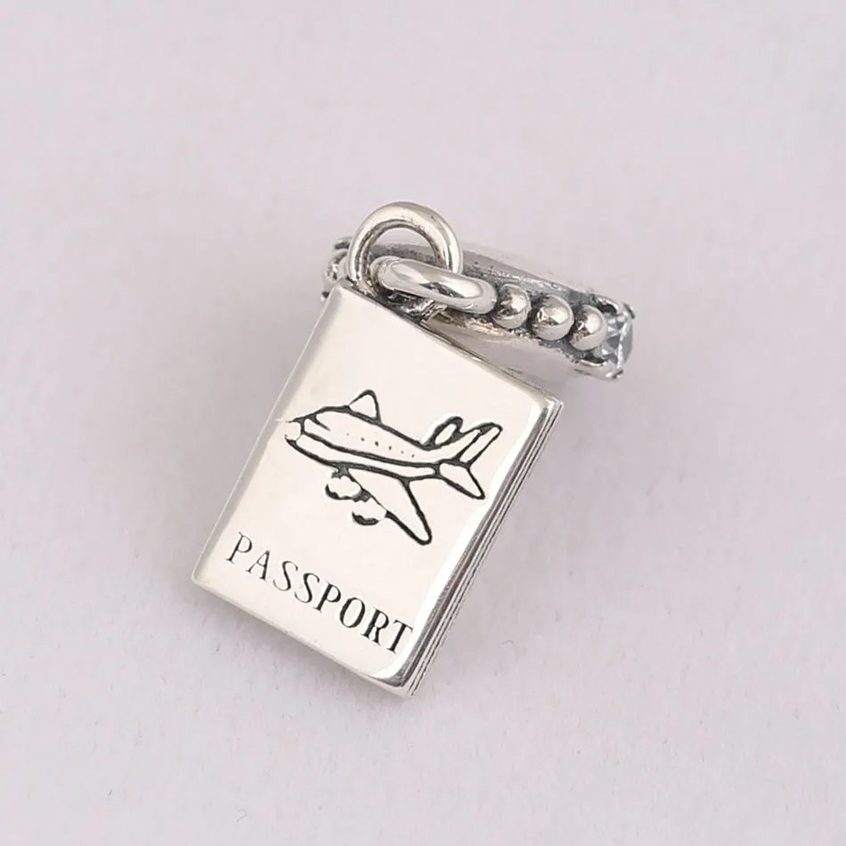 

925 Sterling Silver DIY Jewelry Adventure Awaits Dangle Passport Charm fit Pandora Bracelet Bangle Clear CZ