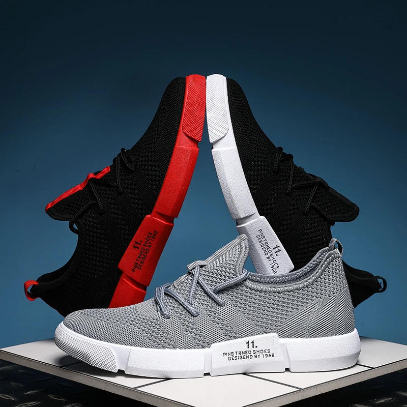 2020 Men's Breathable Tennis Sneakers Spring Lightweight Flying woven shoes breathable board sports leisure men's low-top | Обувь