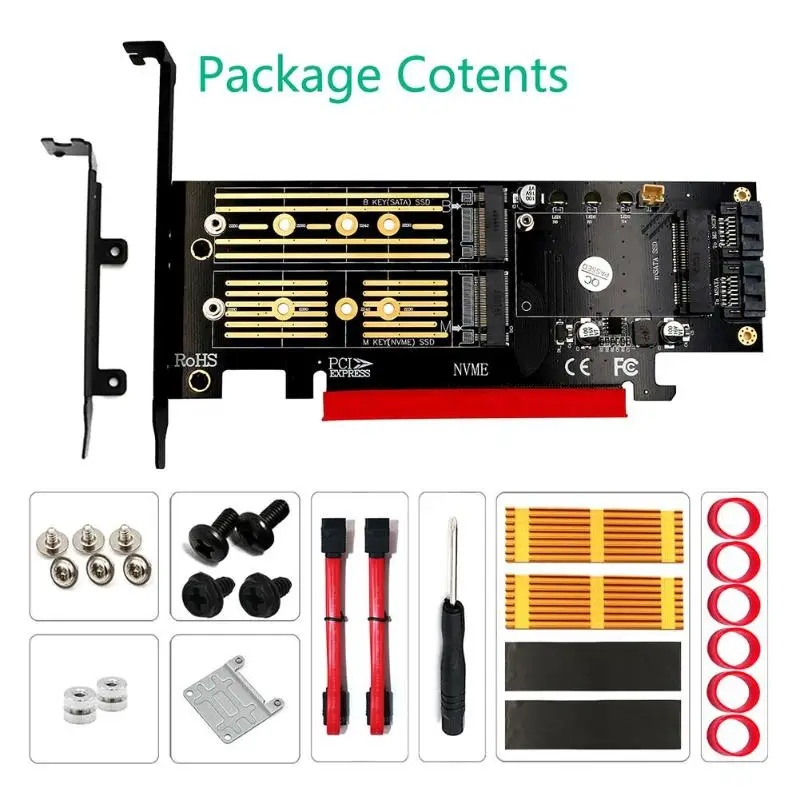 3 in 1 mSATA M.2 PCIE NVMe SSD to PCI-E 3.0 4X SATA 3.0 Adapter Card for M2 NVMe AHCI SATA mSATA Solid State Disk Converter