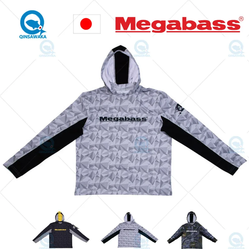 JAPAN Megabass Quick Dry Fishing Clothes GAME HOODIE Breathable Big Size REAL CAMO Mesh Summer Cool Big Logo Sunscreen UV CUT