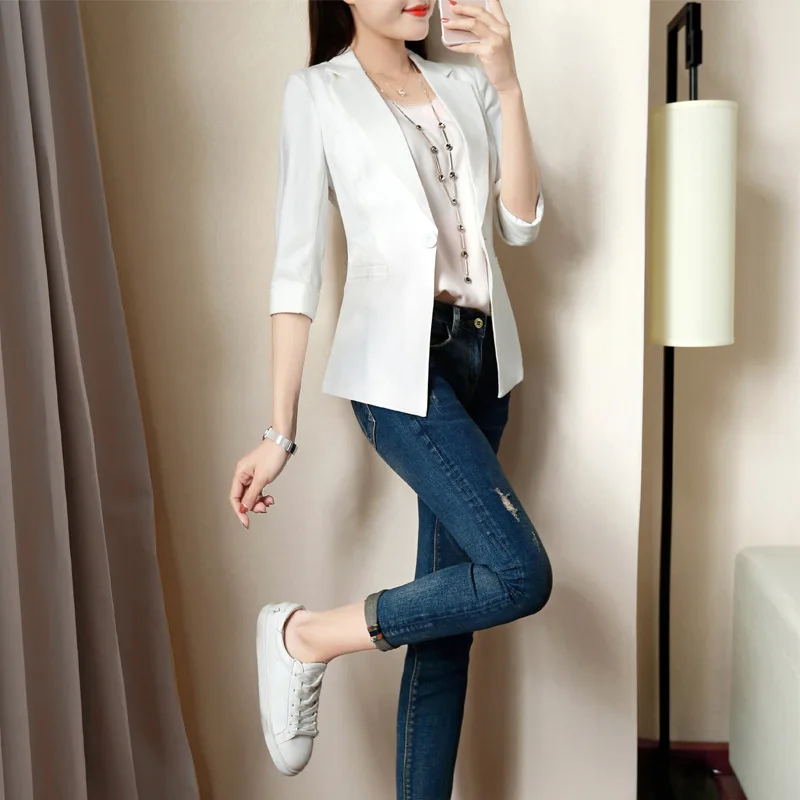

Women's Small Suit Coat 2018 Spring And Summer-Shorts Blazer Long Sleeve Short Elegant Casual White Outdoor