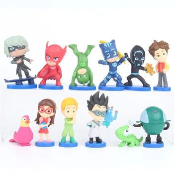 

12PCS/SET PJ masks Cartoon Diverse shapes Character Sports pj Toys Catboy Owlette Gekko Figures Anime Toys Gift For Children