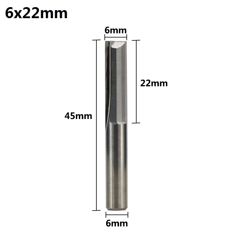 6x22mm 10 шт. 4/6 мм хвостовик 2 флейты прямая Концевая фреза типа ЧПУ фреза для древесины MDF Пластик гравировки карбида прямой фреза - Длина режущей кромки: 6x22mm