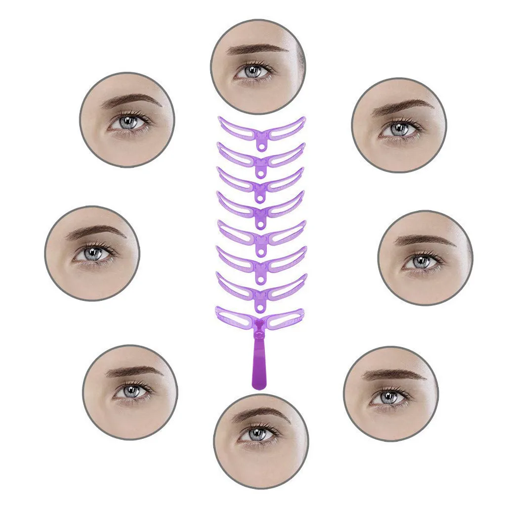 Многоразовые 8 в 1 трафарет для бровей, шаблон для формирования, помощник трафареты для бровей, набор для ухода за руками, карта для бровей, определение макияжа, инструменты 930