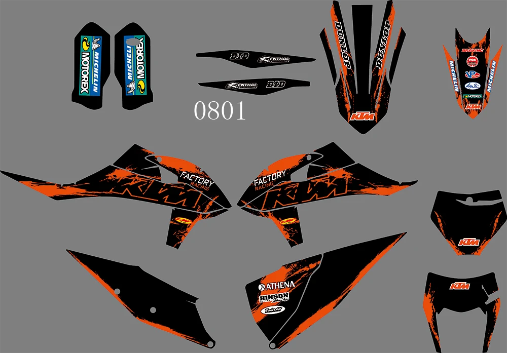 

0801 Motorcycle Team Graphic & Backgrounds Decal Sticker Kits for KTM SX SXF 2019