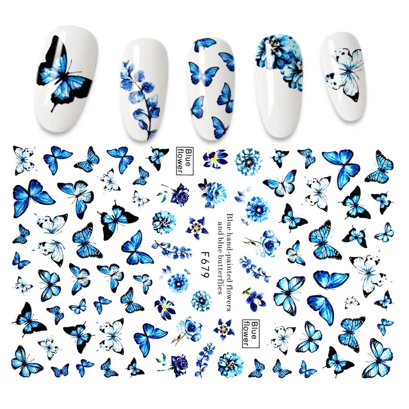 3D Nail Stickers Leaves Butterfly Panda Love Heart Design Stickers For Nails Manicure Foil Nail Art Decor pegatinas para uñas