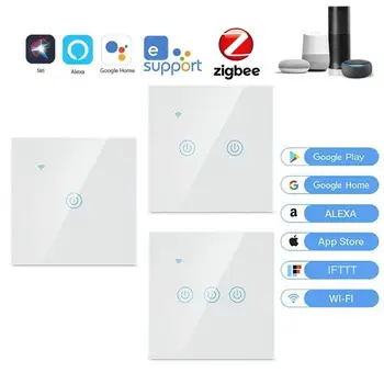

1/2/3/4 gang wall switch touch panel/ewelink app/alexa google voice control smart switch 86 type wifi EU switch DIY smart home