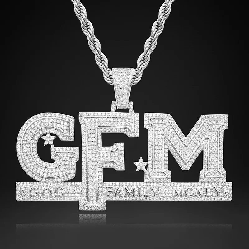 Ожерелье с подвеской в виде надписи GFM для мужчин украшение стиле хип-хоп со